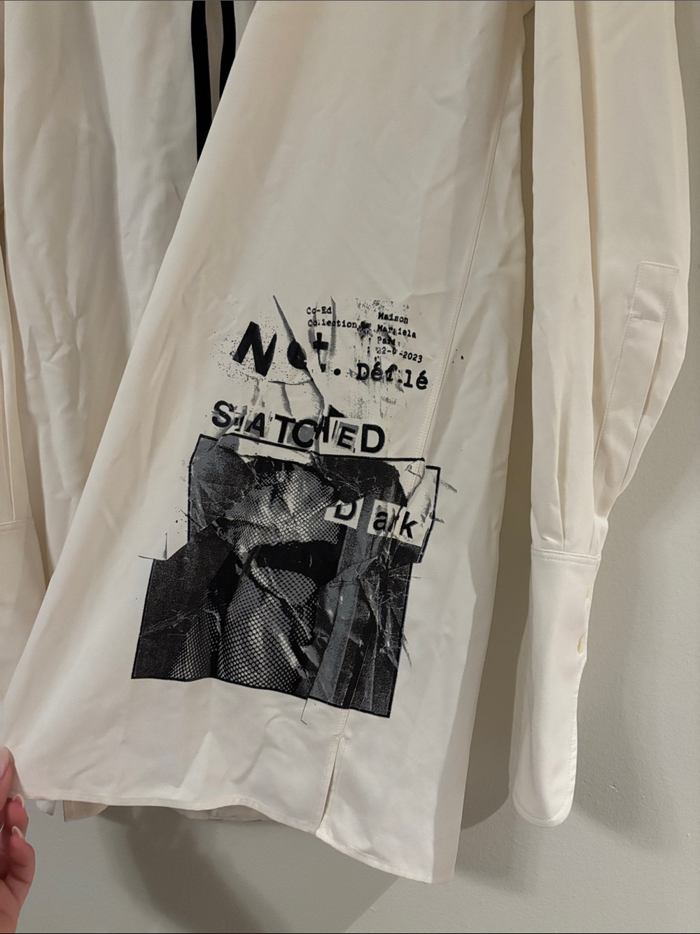 Maison Martin Margiela White Button-Down Shirt with Black Graphic Print